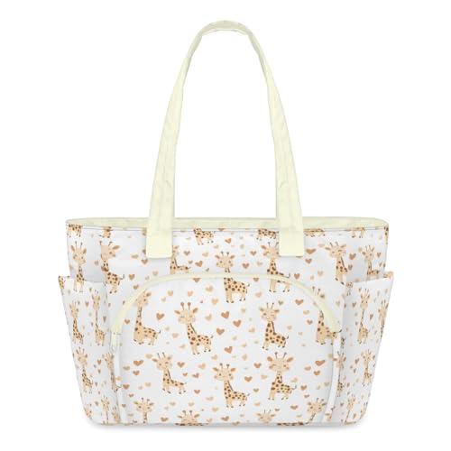 Sac fourre-tout léger matelassé girafes grand format zippé femme
