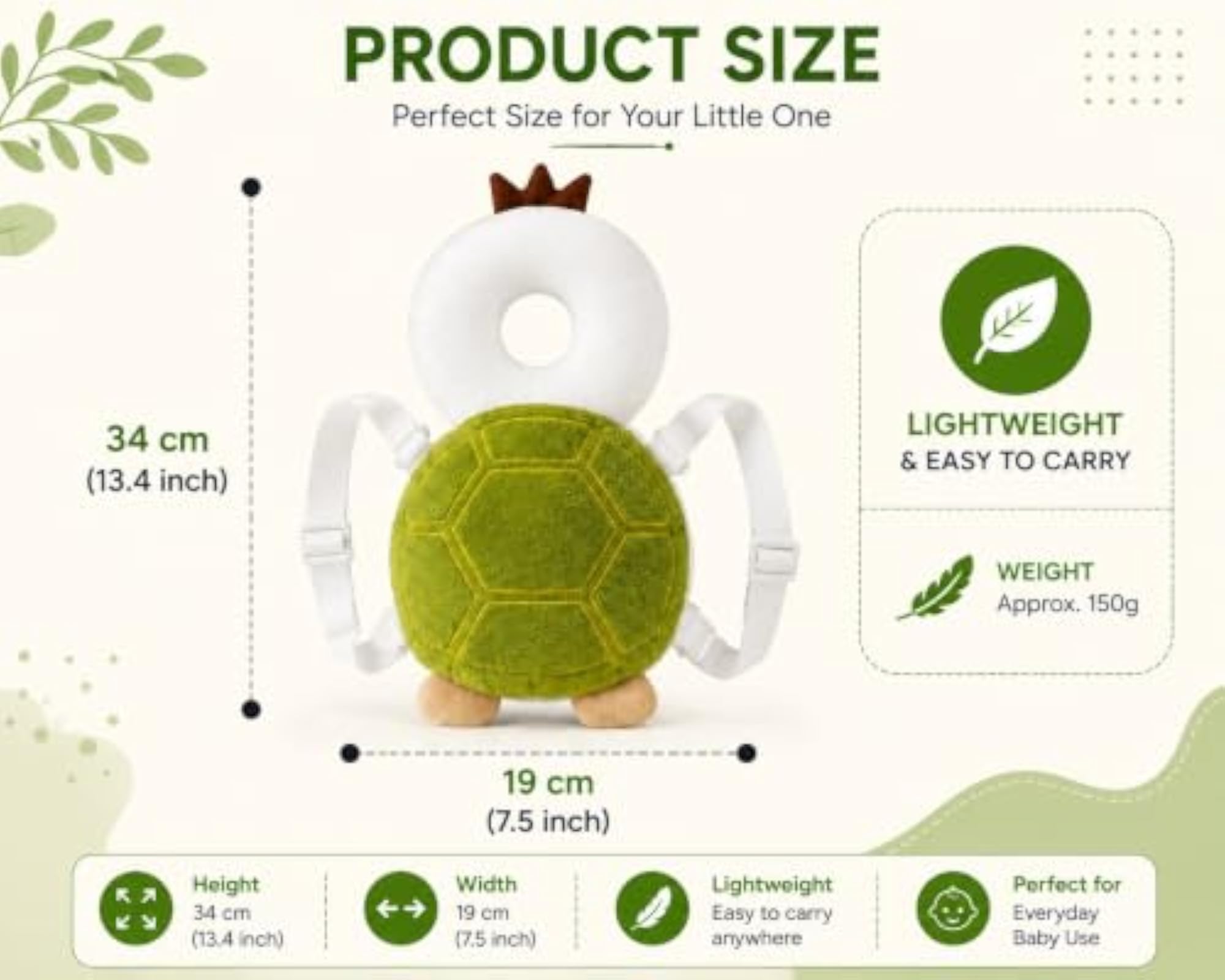 Baby Head and Back Support Cushion, Soft Padded Animal Design
