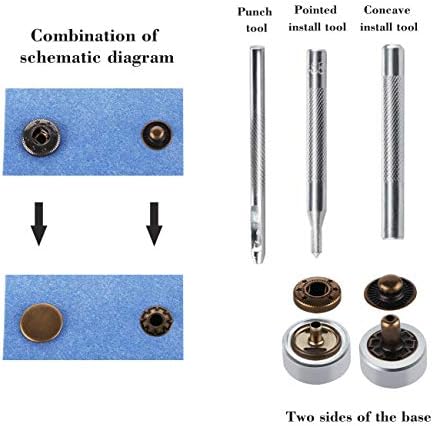 ilauke 120 Sets Snap Fasteners, Metal Snaps Button Canvas Snaps Kit Press Studs with Punch Pliers and 4 Pieces Fixing Tool Kit for Clothes Craft Repairs Decoration, 6 Colors