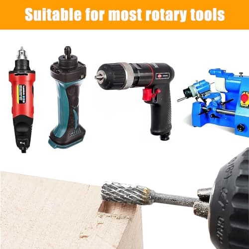 Begpoee 6 Stück Raspel Set Hartmetall Rotary, Hartmetall-Rotationsfeilen-Set, Metall Holz Fräser, Mit 1/8 Schaft, Für Schleifmaschine, Schnitzen, Metallpolieren, Gravieren, Bohren(Silber)