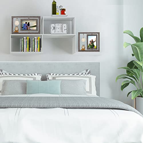 Grabado Owl Remembrance Picture Frame, 4X6 Rustic Rotating Diy Floating Photo Frames, Double Sided Display Spinning High Definition Photo Frame For Tabletop Or Desktop Display，Gift (Horizontal) #TOP1
