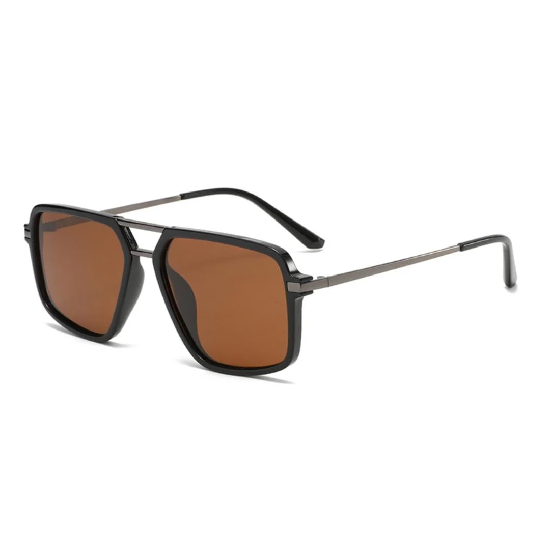 Lunettes de soleil carrées rétro double pont aux finitions soignées - 7