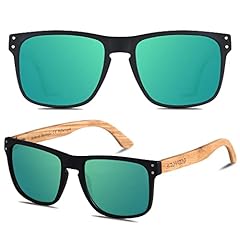 Matte Black & Oak Wood | Polarized Green Mirrored Lens