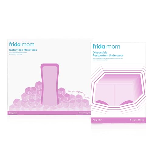Image of Frida Mom 2-in-1 Postpartum Absorbent Perineal Ice Maxi Pads + Disposable Underwear (Regular Boyshort) for Postpartum Care, Perineal Recovery and Cleansing After Birth