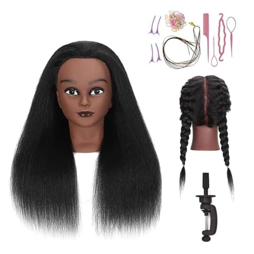 16 Inch 100% Real Hair Mannequin Head Training Head Manikin Cosmetology Doll Head for Hairdresser Practice Braiding Hair Styling with Clamp stand (16 -Inch)