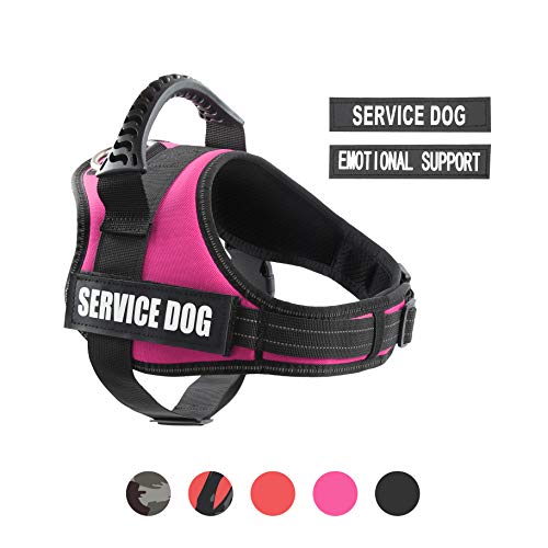 pawshoppie Real Reflective Service Dog Vest Harness with 2 Free Removable Service Dog