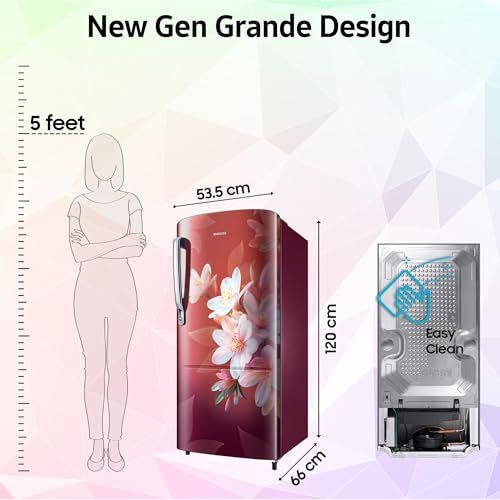 Image of Samsung 183 L, 3 Star, Digital Inverter, Direct-Cool Single Door Refrigerator (RR20H1723WR /HL, Wild Lily Red, Single Touch Defrost, 2026 Model)