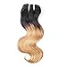 Brazilian Remy Hair Ombre Blonde Body Wave Bundles 4PCS 10Inch 50G/PCS Total 200G Light Brown Human Hair Extensions Hair Weaving (1B/27)