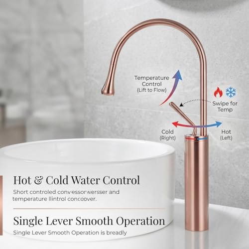 Image of B Backline Basin Mixer Tap Hot Cold | Wash Basin Mixer Faucet | Pillar tap for wash Basin | Taps for Bathrooms & Livingroom (Rosegold)