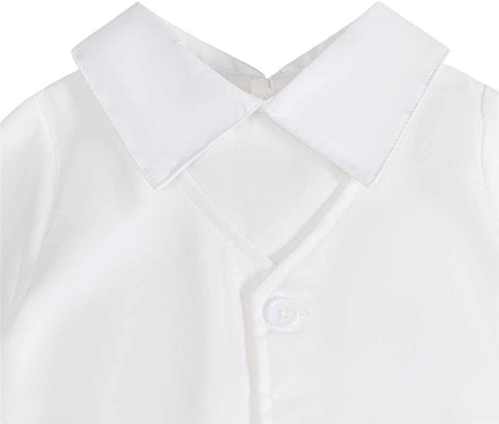 Dressy Daisy Baby Boy Baptism Christening Outfit White Jumpsuit Romper & Beret Hat for Infant Toddler Kids Bautizo Size 6M-3T