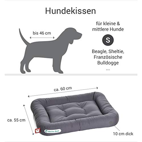 Doctor Bark Hundekissen - orthopädisches Hundebett, 95°C waschbar, hygienisch, robust & bequem (S - 60x55 cm, Grau)