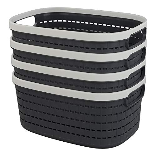 Eudokky Cestas de Almacenamiento de Plástico, Negro, Paquete de 4