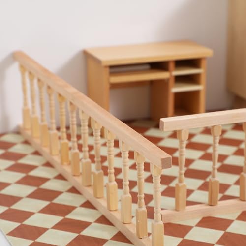 TOYANDONA 4pcs Dollhouse Railing 1/12 Scale - Wooden Dollhouse Handrail Miniature Stair Railing for Doll House Decoration Accessories by TOYANDONA - Used condition - Image 6