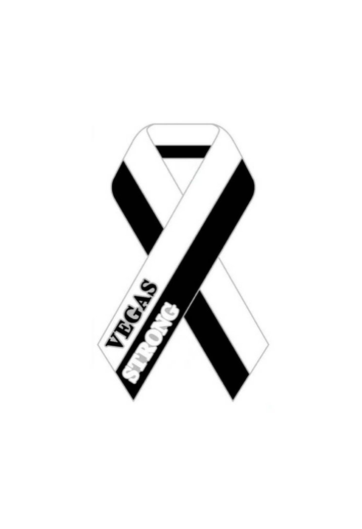 Vegas Strong Lapel PIN Black & White Ribbon (Size= 1.2" Tall, 0.6" Wide)