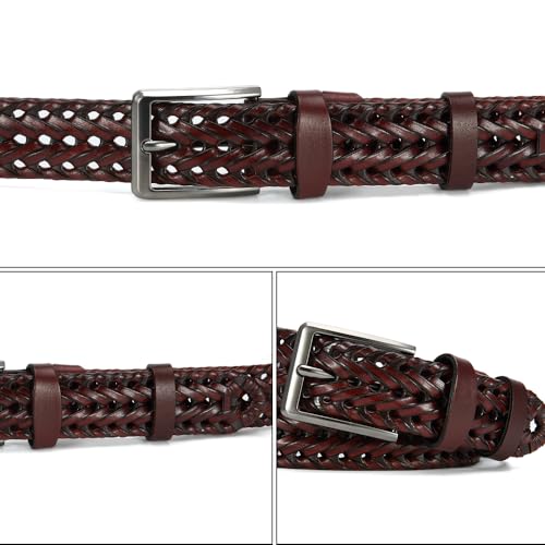 Genuine Leather Braided Belts Men, Golf Belt, 1 3/8" Woven Belt, Casual Jeans, Gift Box4