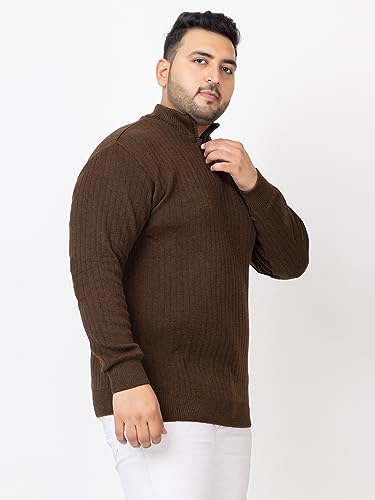 Image of Kvetoo Plus Size Men High Neck Zipper Full Sleeve Woolen Winter Sweater