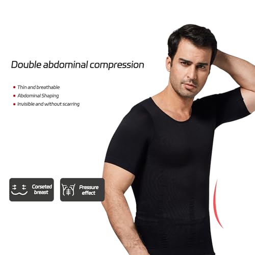 SKTAMAI Camisetas de compressão masculinas emagrecedoras de manga curta modelador de cintura modelad