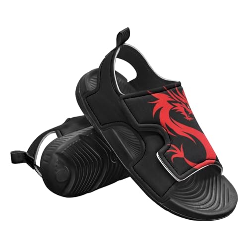 Dragon Kids Athletic Summer Sports Sandals Comfort Arch Support Open Toe Hiking Slide with Magic Sticker2