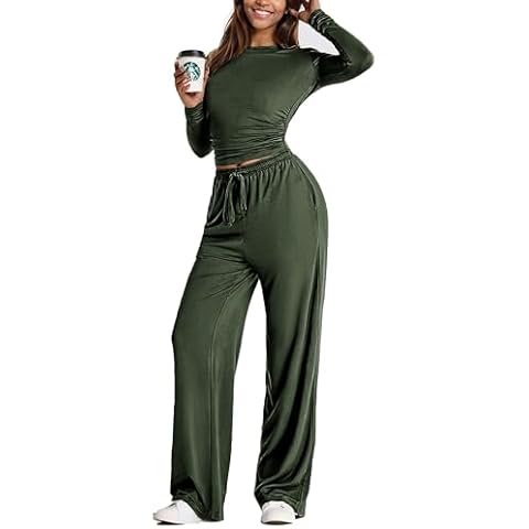 LICOBOD Women's Comfy Lounge Set with Wide Leg Pants Cover