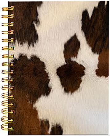 iampanda Spiral Journal Notebook,Strong Twin-Wire Binding with Premium Paper for Girl Women,Cowhide Farm Animal Skin Leopard Brown Cow 60 Sheets A5 College Ruled Notebook/Journal,Perfect for School Office Home Gifts,Vintage Cowhide