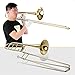 Upgraded Intermediate Bb Flat Tenor Slide Trombone with F Trigger Including Mouthpiece Carry Case Gloves Cleaning Cloth Trumpet Set