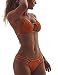 NAFLEAP 2 Pieces Bikini Bra Cutout Ties Halter Thong Swimwear Winkle Bathing Suit (S (US Size 4-6), 1-Orange)