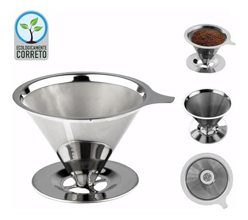 Filtro De Café Coador Inox 103 Reutilizável Peneira Dupla