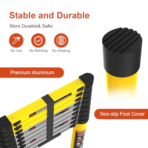 image for LUISLADDERS Telescoping Ladder, 12.5ft Aluminum Extension Folding Tele