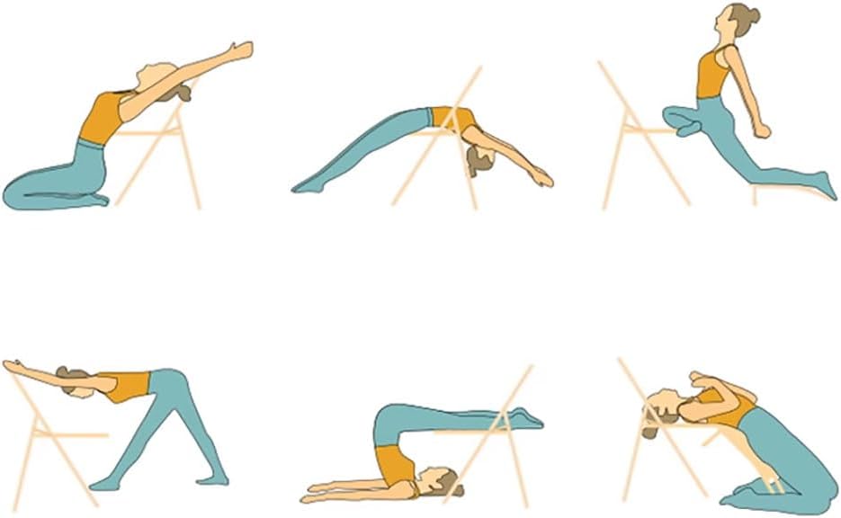 Iyengar Yoga Chair,Double Beam Design,Pilates Yoga Chair,Folding Yoga Chair,Backless Yoga Chair with Non-Slip Foot Pads,Portable Yoga Chair,Adult Yoga Chair,Khaki