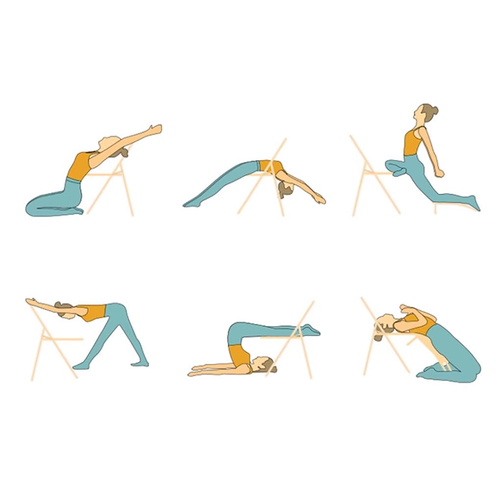 Sedia Yoga Iyengar, Design Doppia Trave, Pieghevole, Senza Schienale con Poggiapiedi Antiscivolo, Portatile, per Adulti