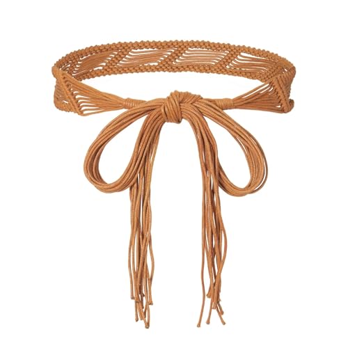 Women Woven Waist Belt Crochet Summer Beach Handwoven Rope Braided Skinny Dress Belt Fashion