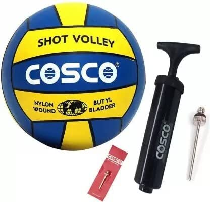 PRISAMX Nylon, Leather Volleyball with Pump and Needle, (Combo) Size 4, (Multicolour)