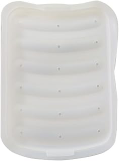 AKOAK 1 Pack Silicone Sausage Mold, 6-cavity - Homemade Hamburger Hot Dog Ice Loaf Candy Jelly Chocolate Tray Mold, DIY Children's Hot dog Egg Sausage Baking Mold with Lid (White)