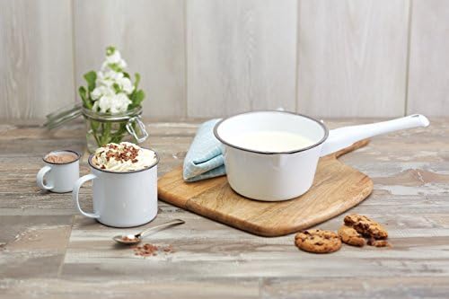 KitchenCraft Living Nostalgia Enamel Mug, White/Grey, 550 ml (1 pt)