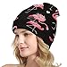 Men Women Fashion Winter Beanie Hat, Pink Love Heart Flamingo Unisex Adult Cuffed Skull Cap Casual Warm Knit Hats
