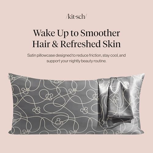 Kitsch Satin-Kissenbezug mit Micky-/Minnie-Motiv, weicher als Seide, für Haar und Haut, kühlende Kissenbezüge mit Reißverschluss, Kingsize… – Ansicht 2