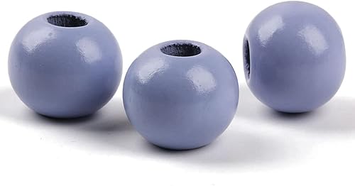 Miniatura 9 de Oneyijun 50 cuentas grandes de madera redondas naturales de 0.78 pulgadas (0.787 in), cuentas sueltas, para guirnaldas hechas a mano, decoración del