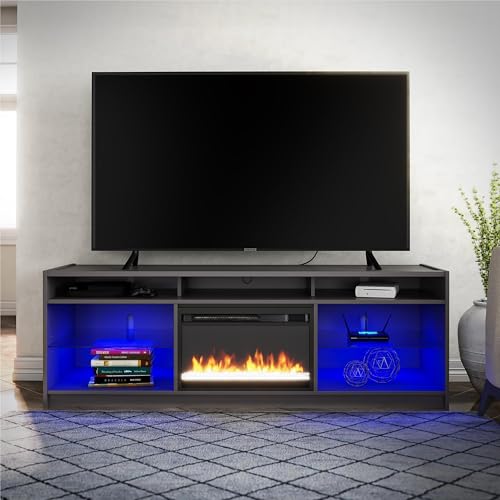 Ameriwood Home Luna Fireplace TV Stand for TVs up to 65\", Graphite Grey