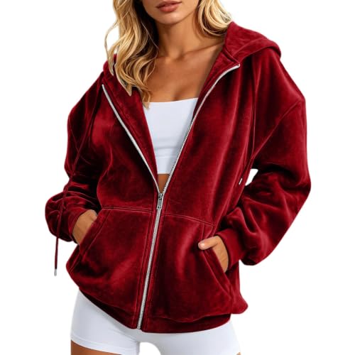 Sweat loose chaud décontractée hoodie veste mode rétro pour femme en hiver