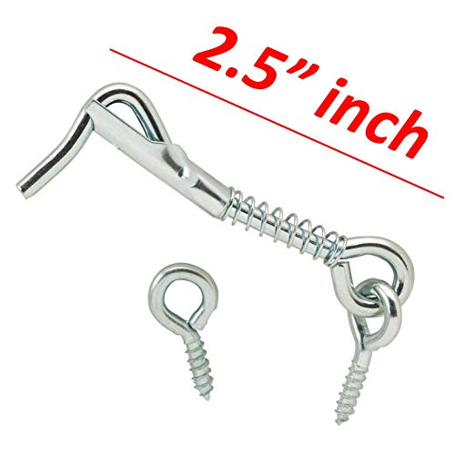 Wideskall Zinc Plated Wire Gate Hook And Eye Latch With Spring Lock (Pack Of 4) #TOP2