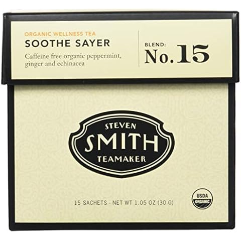 STEVEN SMITH TEAMAKER Smith Teamaker Organic Soothe Sayer No. 15 (Caffeine-free Organic Wellness Tea), 1.05 Oz, 15Count Cover