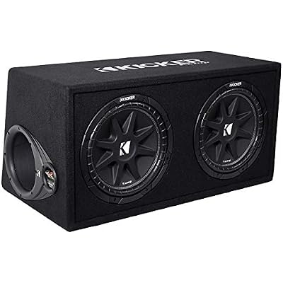 Kicker 43DC122 Comp Dual 12 Subwoofers in Vented Sub Box Enclosure, 2-Ohm Bundle with Rockville dB11 1400W Peak Mono 2-Ohm Car Amp and Bass Remote and RWK81 8 Gauge Amp Installation Kit