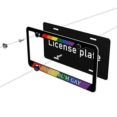 Sorry Girl Im Gay License Plate Frame Funny Rainbow
