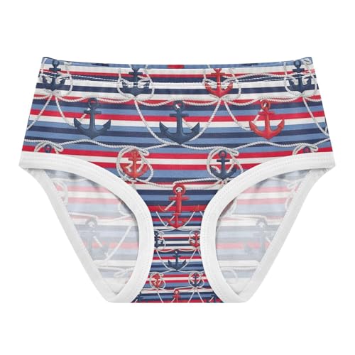 Red Blue Stripes Toddler Underwear Girls, Cotton Girls Underwear, 2T–8 Years