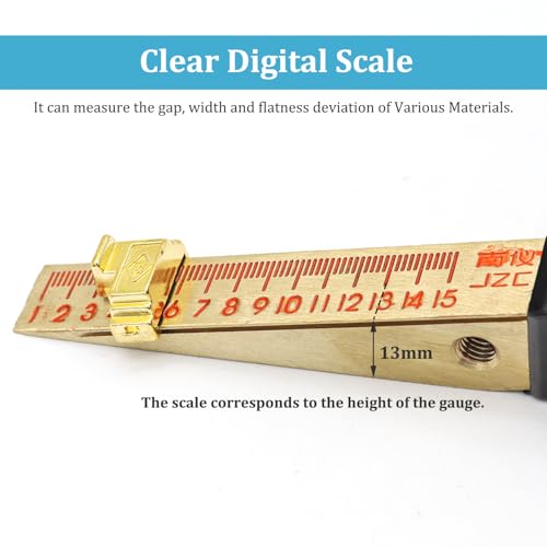 Youzzei Keilförmiger Fühlerlehre, 1-15 mm Fühlerlehre Messgerät, Technisches Lineal, Kupfer Türspaltmessgerät für Die Haustechnikinspektion, Ebenheitsmessgerät, Lineal (0,5 mm)