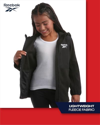 Reebok Girls Sweatshirt - Lightweight Polar Fleece Zip Up Hoodie Jackets for Girls Weather Resistant Outerwear Coats (4-16)3