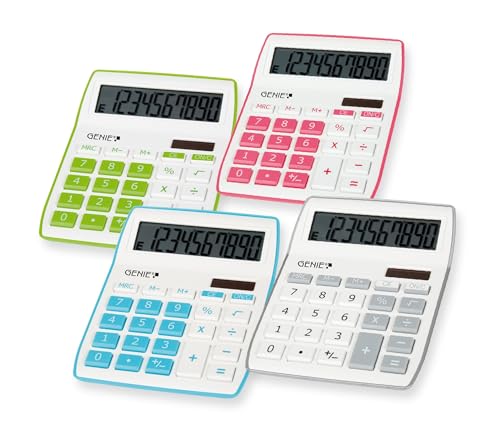 Genie 840 G 10-stelliger Tischrechner (Dual-Power (Solar und Batterie); kompaktes Design) grün