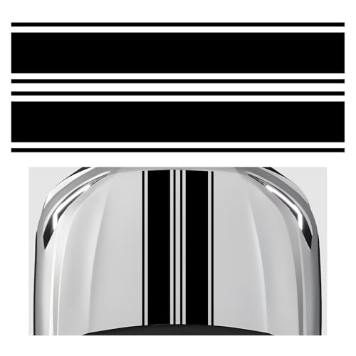 Image of 2 PCS Car Hood Sticker, 70.9 inch x 7.3 inch Waterproof Racing Stripes Auto Body Side Decals, Sports Style Hood Sticker Exterior Decoration for Most Vehicles, Car Accessories (Black)