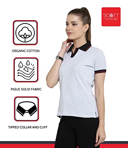 Image of Scott International Women's Regular Fit 100% Pure Organic Cotton Polo T-Shirt | Womens Polo Collar Neck T-Shirt | Cotton Plain Polo Neck Half Sleeve T-Shirt | Tshirts for Women