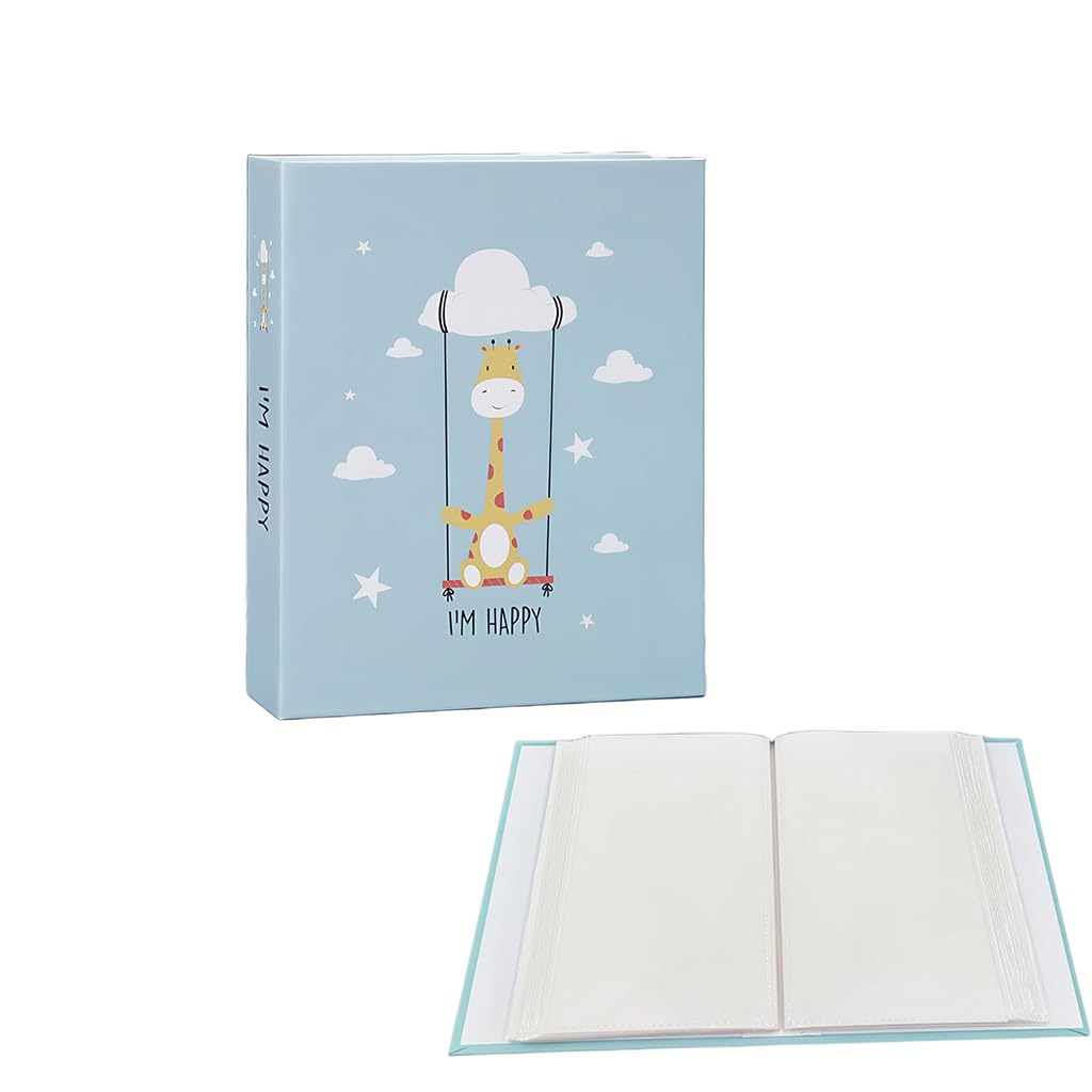ZIBUYU® Large Capacity Family Photo Album, Slip-in Picture Book with Durable Plastic Cover, Elegant Light Blue Design, Gift for Family, Wedding, Travel, Baby Memories(12.4 * 16.5cm)-image-6
